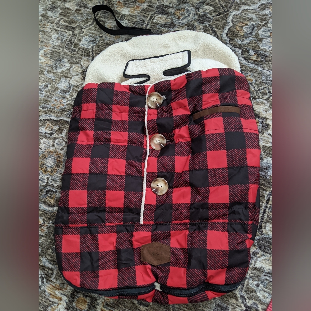 JJ Cole Bundle Me Winter Baby Bunting bag in Buffalo Plaid